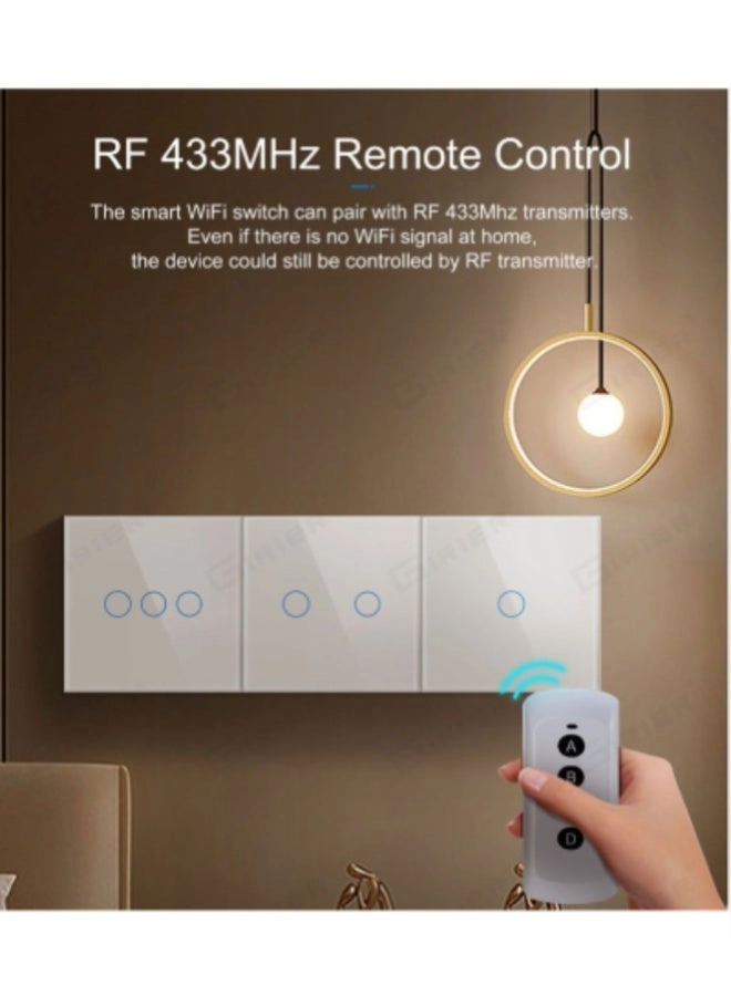 Smart WiFi Touch Wall Switch - No Neutral Wire 3 Gang Tuya Alexa Google Home