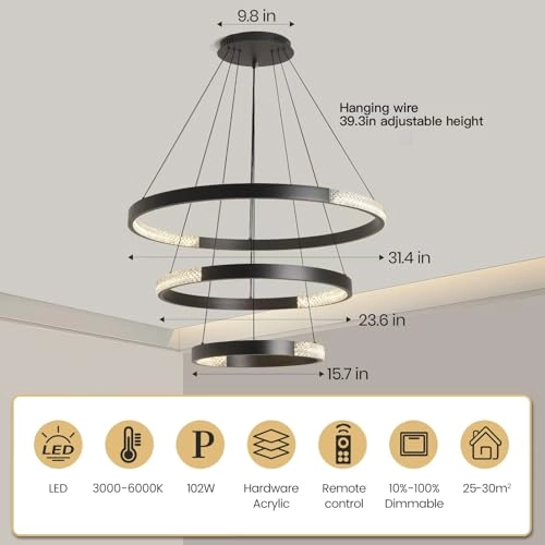 Modern LED Chandelier - 3000K-6000K Dimmable