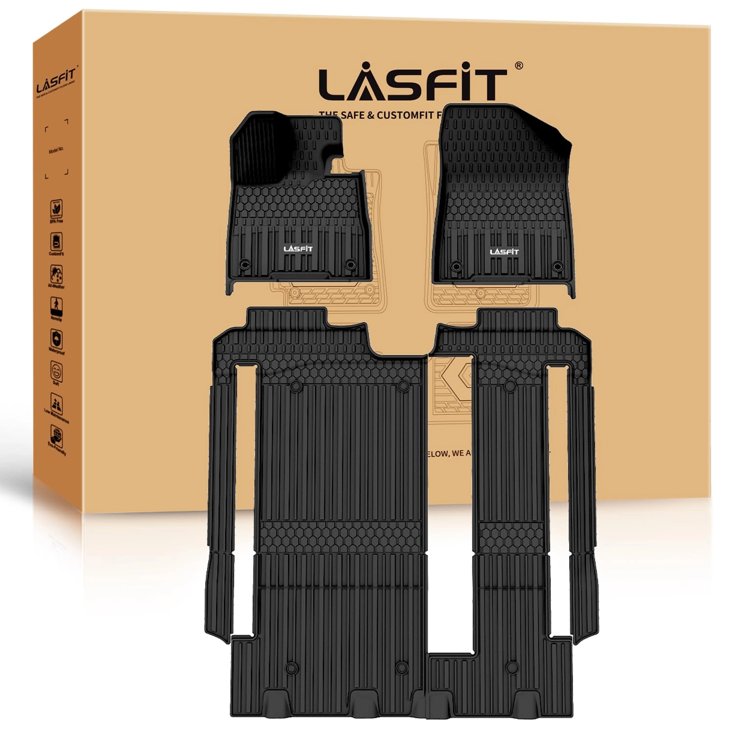LASFIT Floor Mats & Cargo Liner - Toyota Sienna 2021-2026 Front, Rear