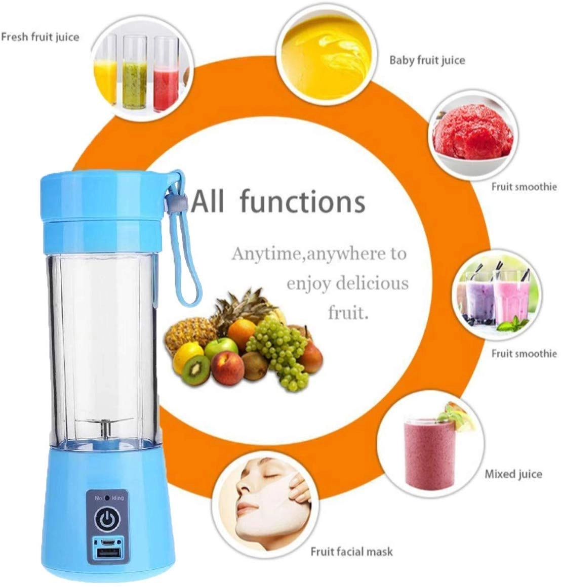 Portable Electric USB Juice Maker - USB Rechargeable 6 Blades