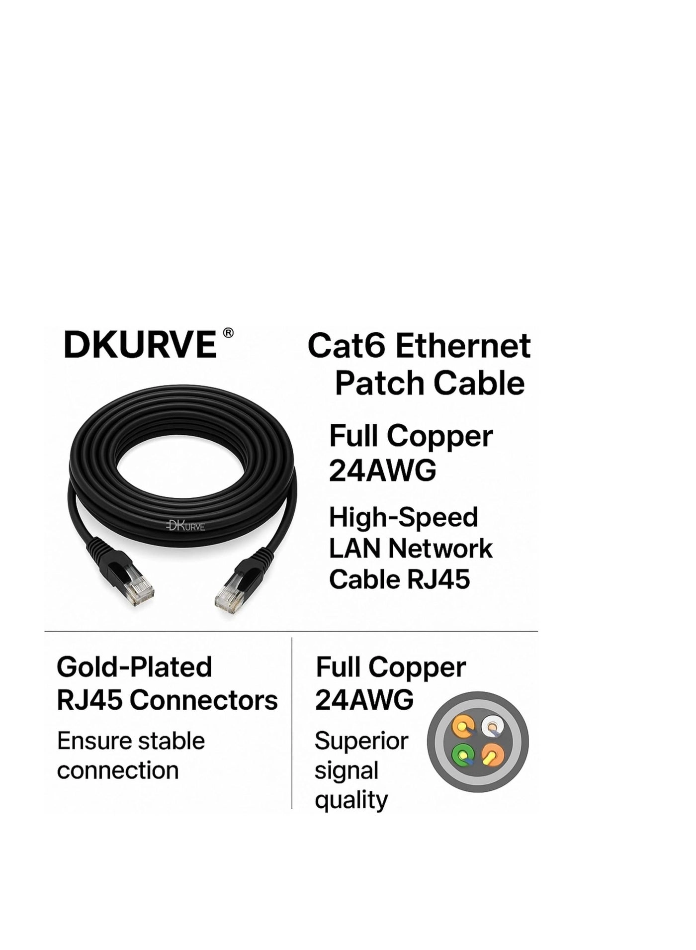 Cat6 Ethernet Patch Cable - 0.15CM