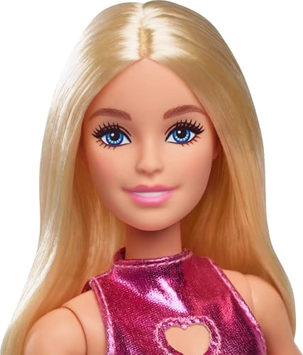 Barbie Fashionistas - Plastic Blond Metallic Pink Minidress Ages 3+
