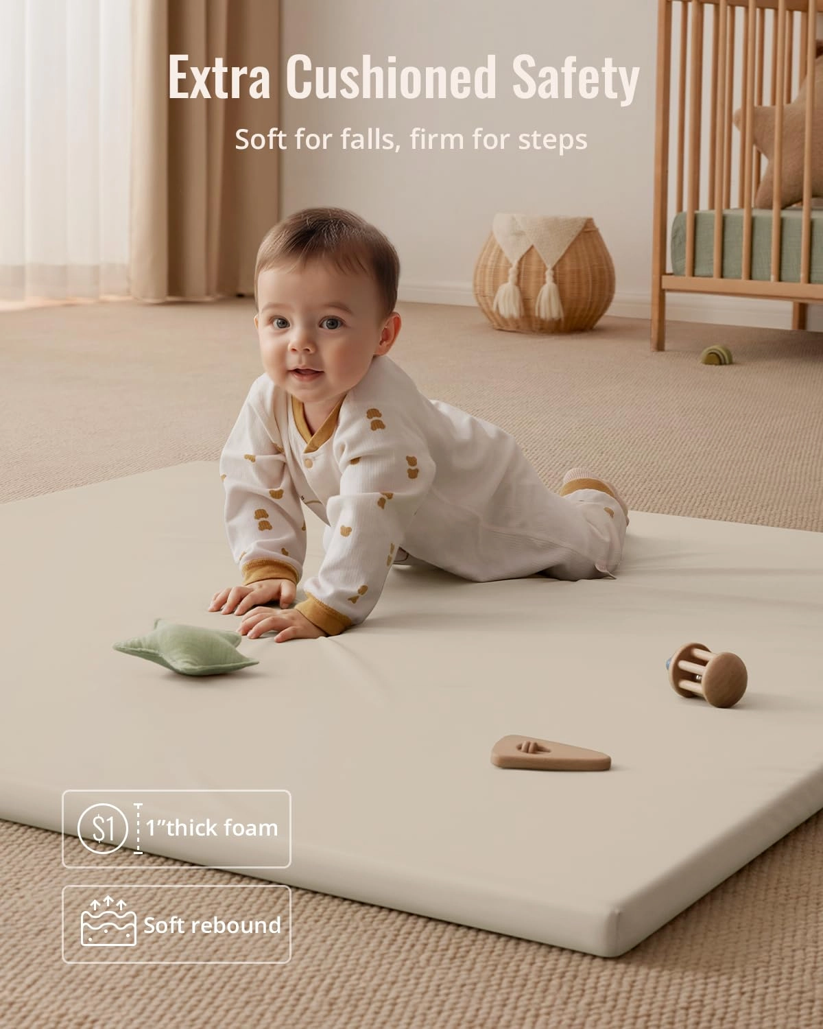 Vegan Leather Baby Play Mat - 50x50 Taupe