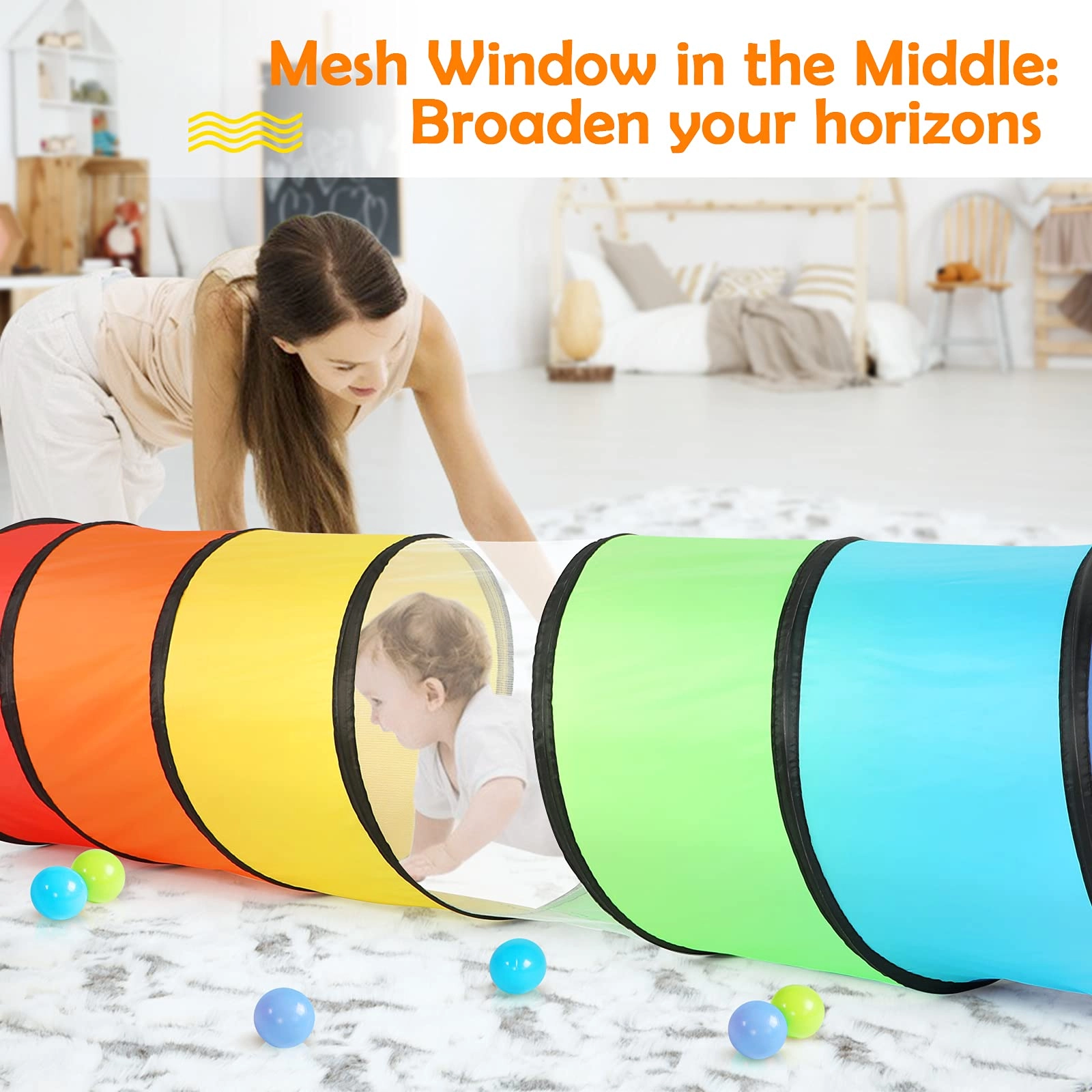 Kids Play Tunnel - Colorful Pop Up Rainbow