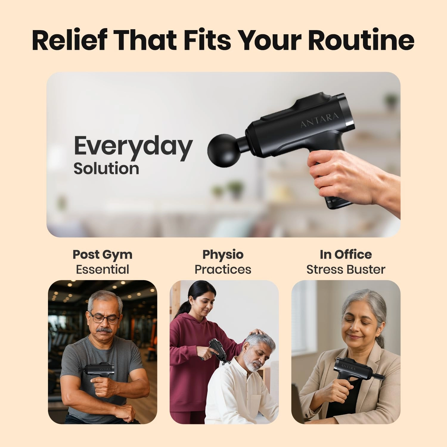 Antara - 8 Speed 4 Massage Heads Massage Gun