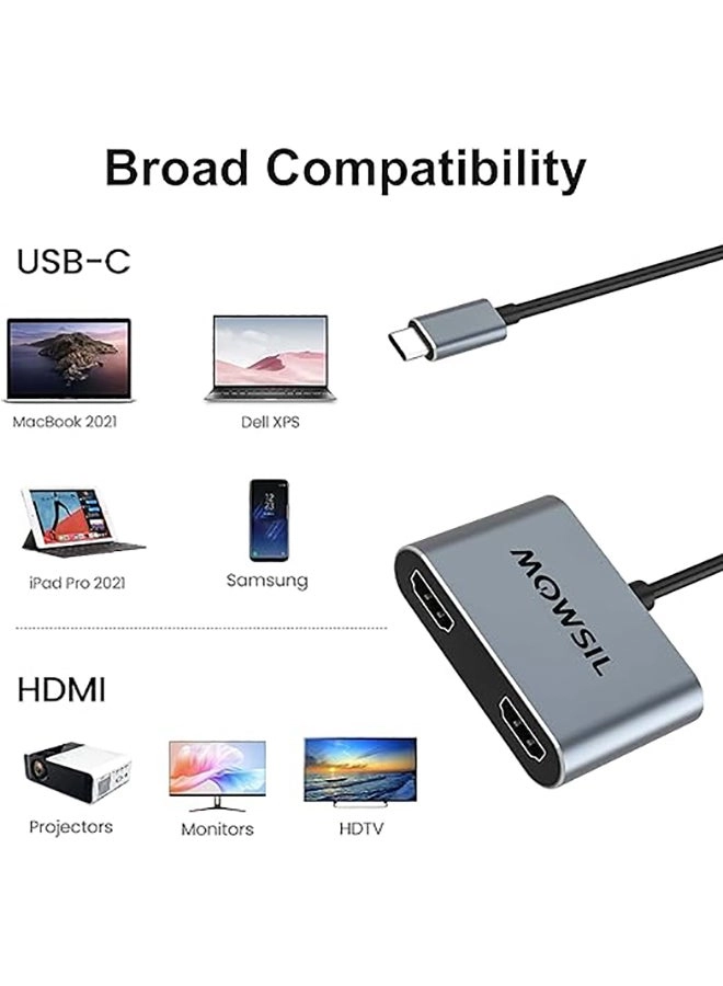 USB Type C to Dual HDMI 4K Adapter - USB 3.1