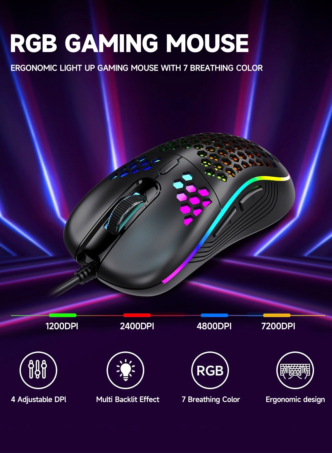 60% Gaming Keyboard + Honeycomb Optical Mouse