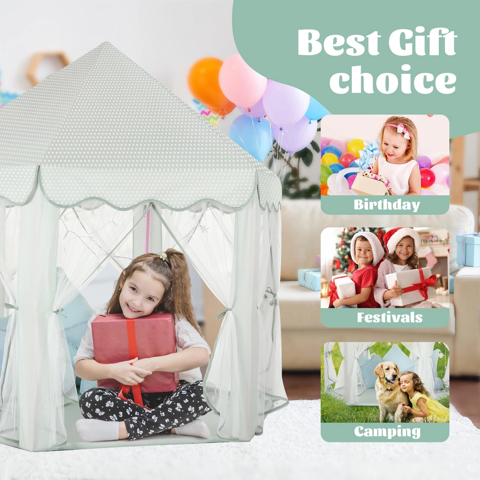 Princess Castle Tent - 52 inches x 48 inches x 52 inches Pink