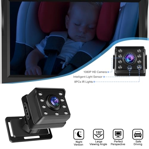 Adjustable 1080P Baby Car Camera - 5" Monitor Rear-Facing