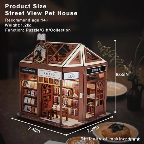 DIY Miniature Dollhouse Kit - Street View Bookstore