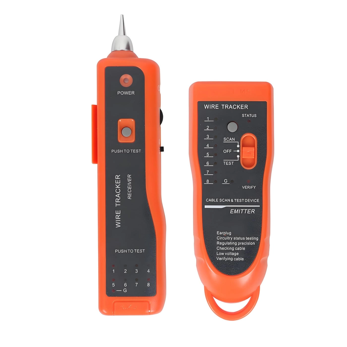 Ethernet Network Cable Tester - RJ11 RJ45 + Network Wire Stripper Toolkit - 2 Orange