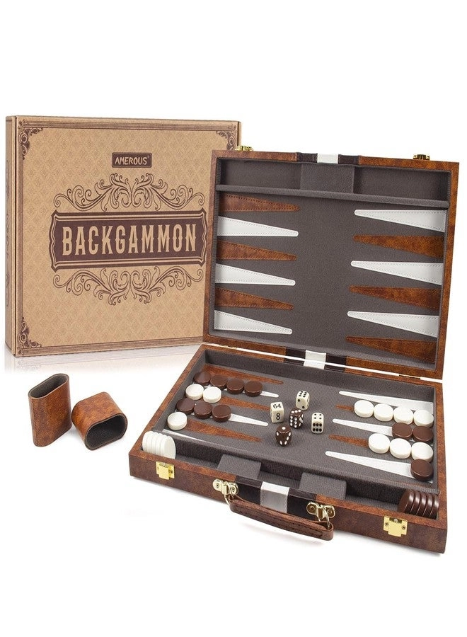 Backgammon Set - Brown Faux Leather