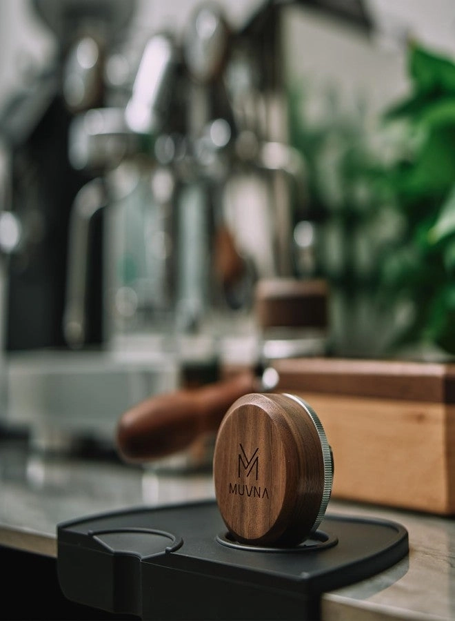 Espresso Coffee Distributor - 53.3MM Adjustable Height Walnut Lid