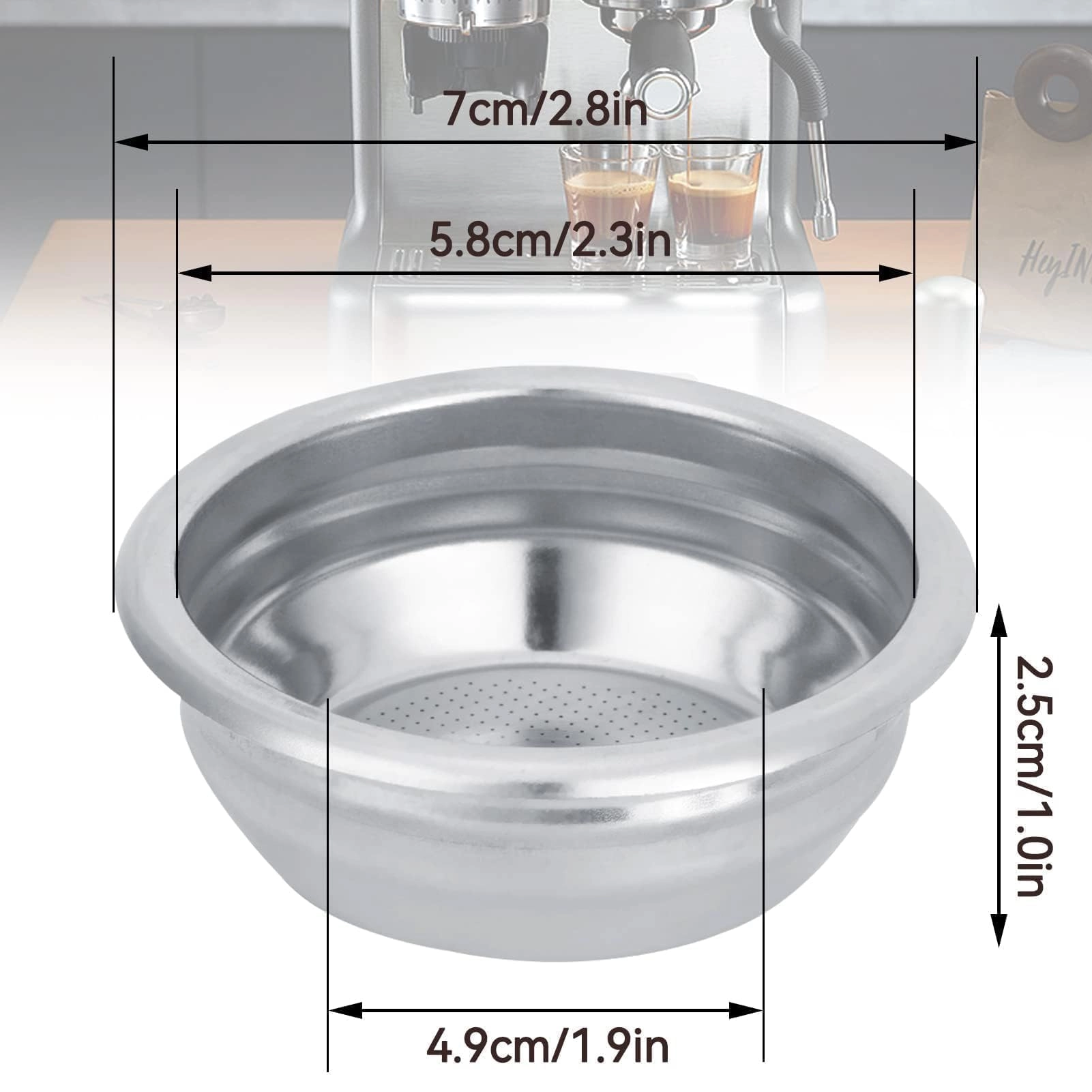 Espresso Filter Basket - 58mm Stainless Steel Double Cup