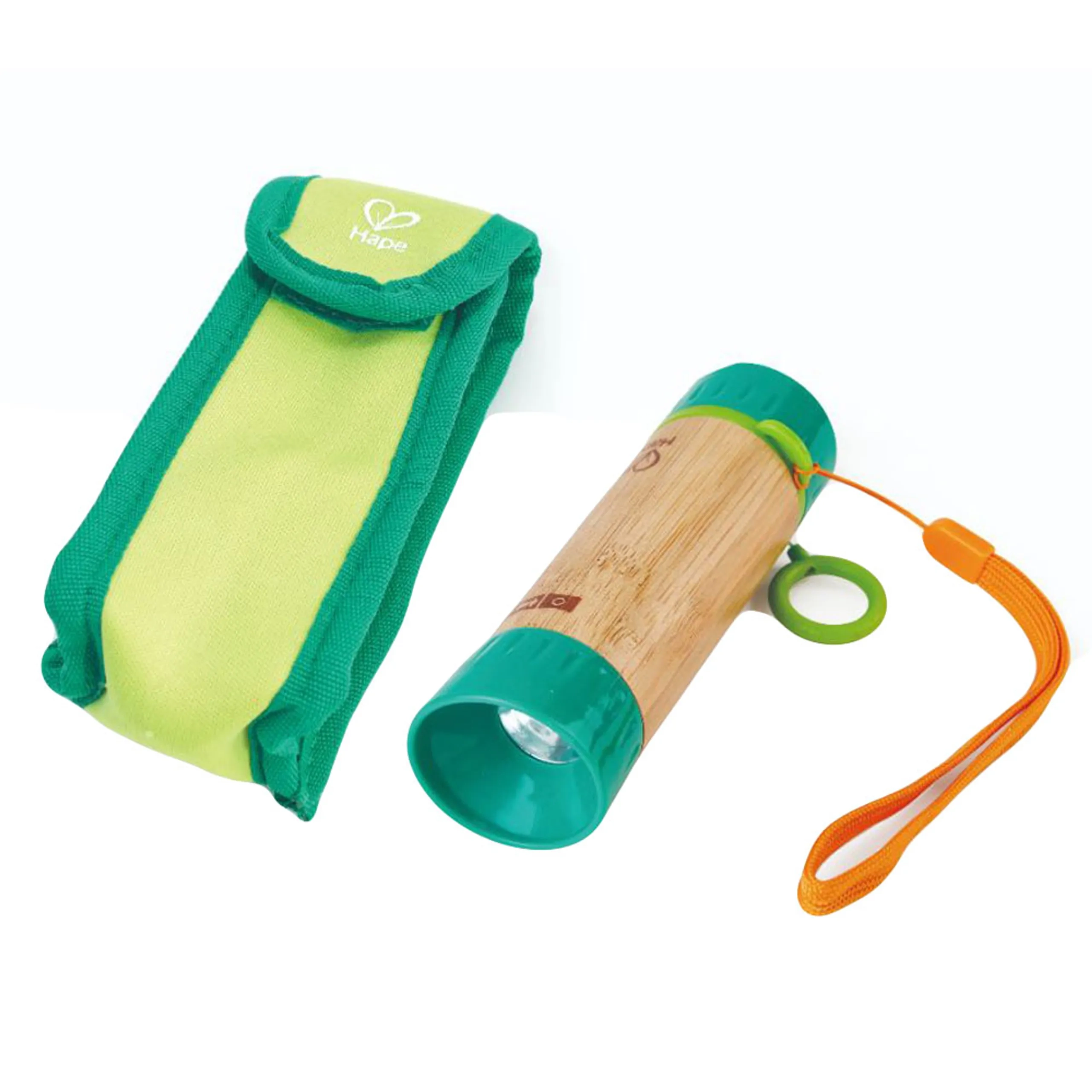 Hape Hand Powered Flashlight - Green Bamboo