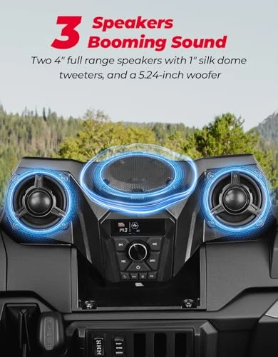 UTV 3-Speakers Sound System - 5.25" Stereo