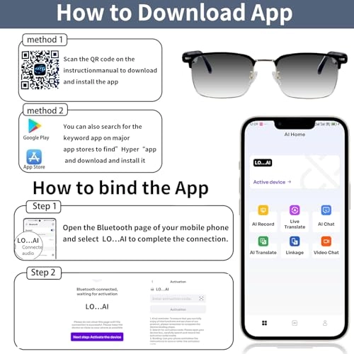 AI Smart Glasses - 116 Languages Bluetooth 5.4 UV400