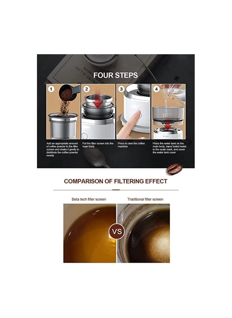 One-Touch Pour Over Coffee Maker - Portable Stainless Steel Reusable Filter
