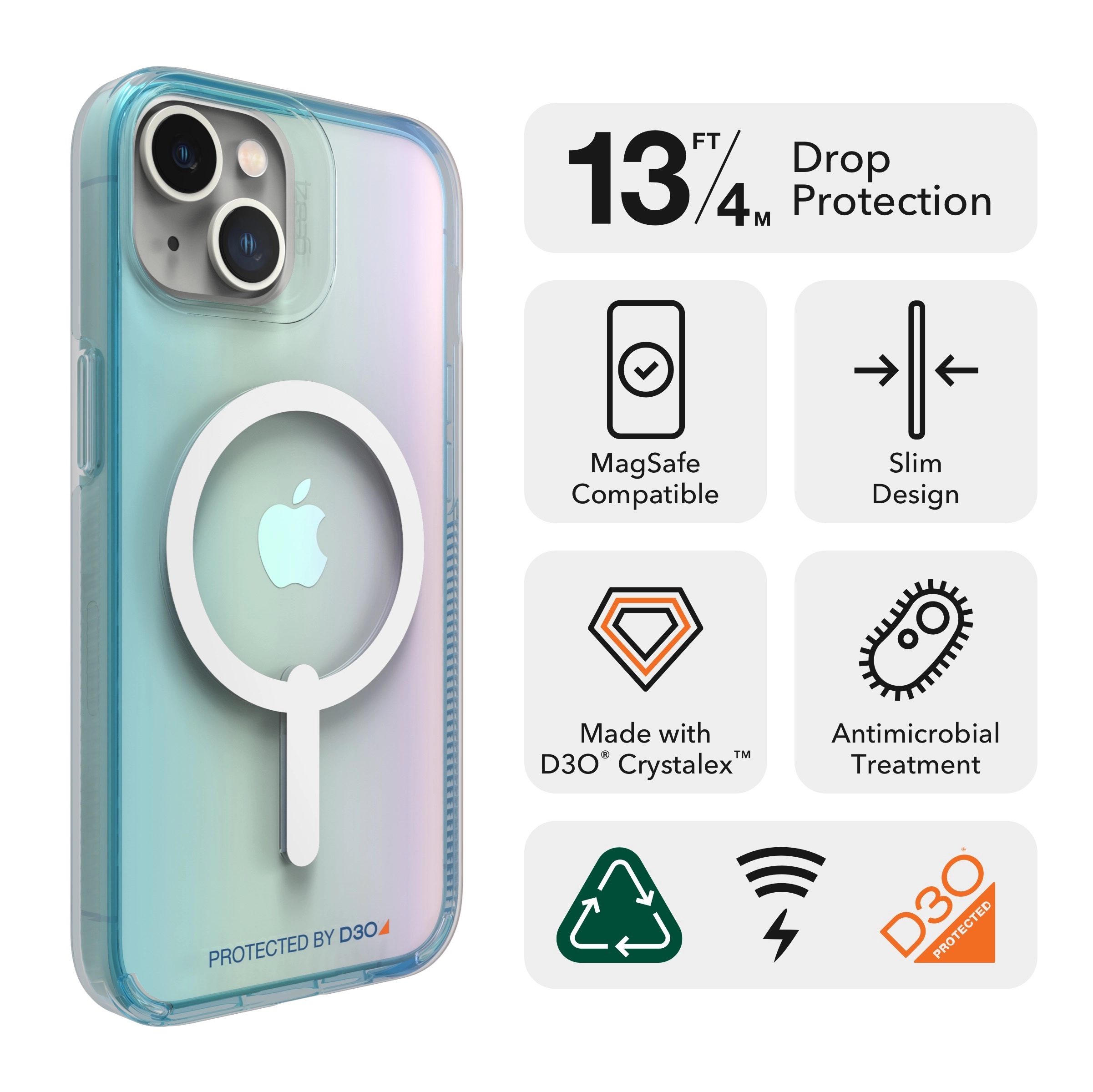 D3O Milan Snap Case - Polycarbonate, Thermoplastic Polyurethane Back Case for iPhone 14/iPhone 13