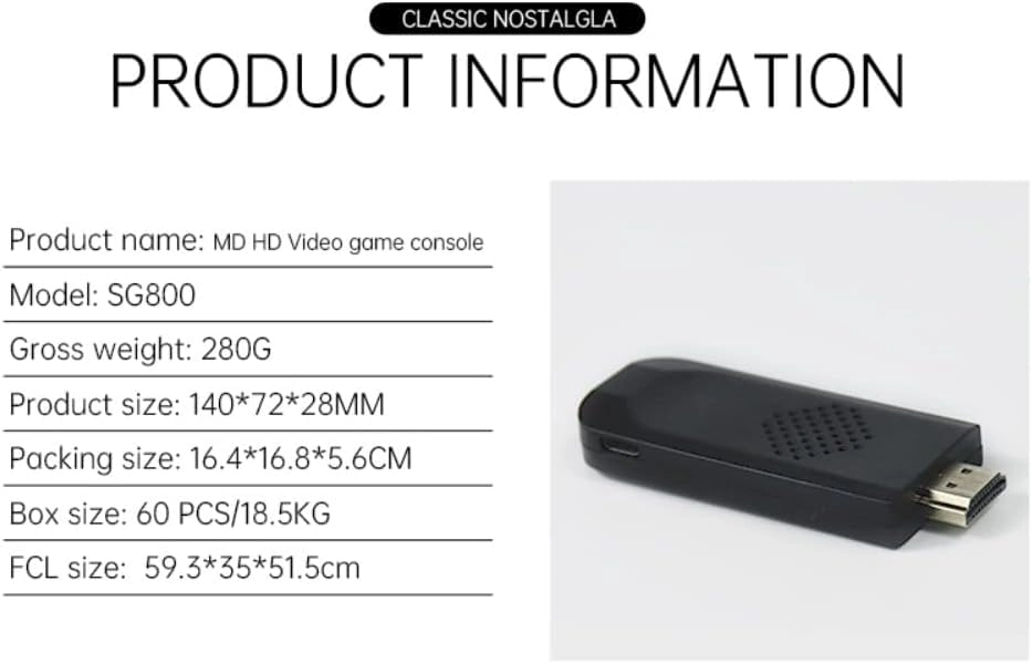 Nostalgia Game Stick - 4K HDMI 4,600+ Built-In Games Dual 2.4 GHz Wireless Controllers