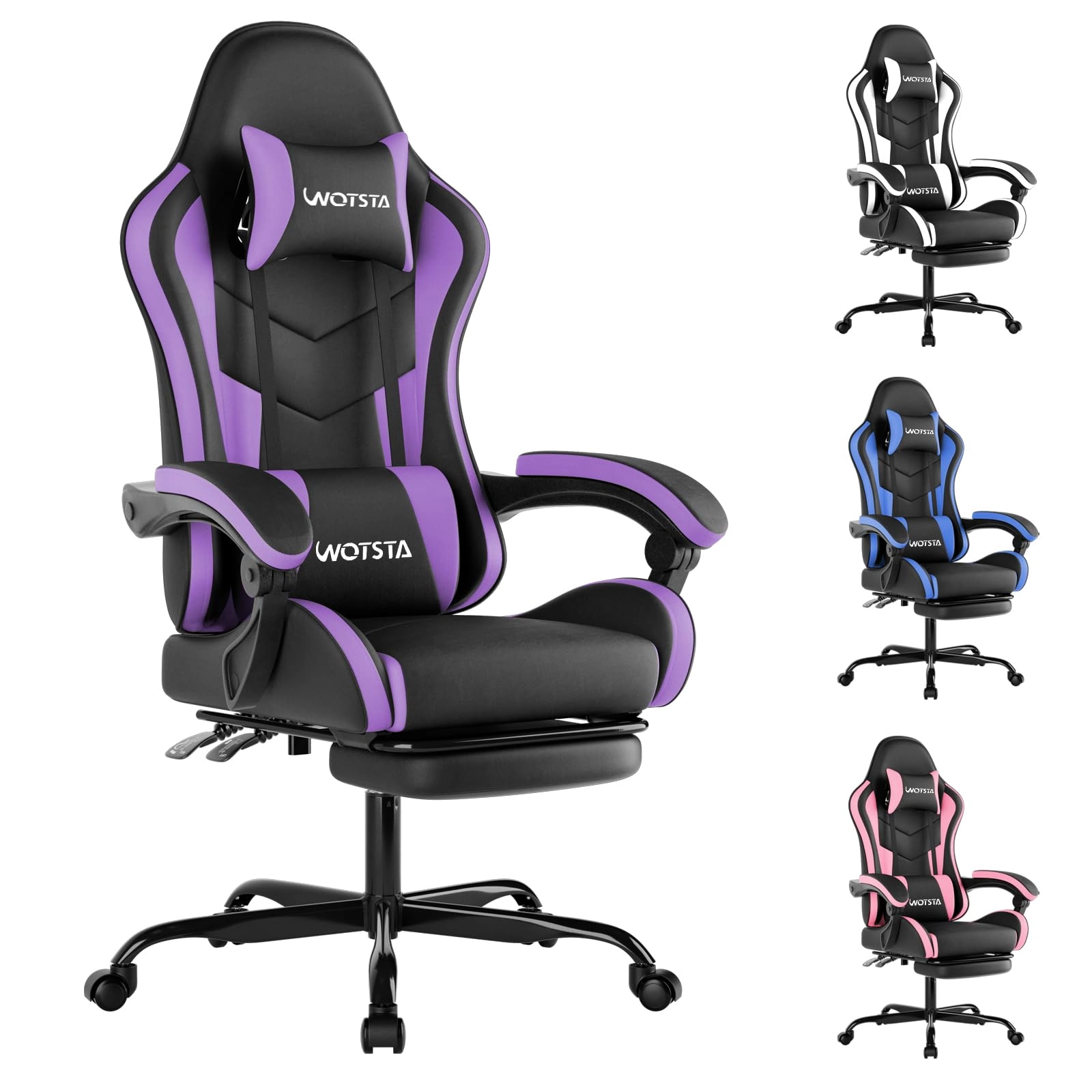 Gaming Chair - Footrest Ergonomic Black Blue