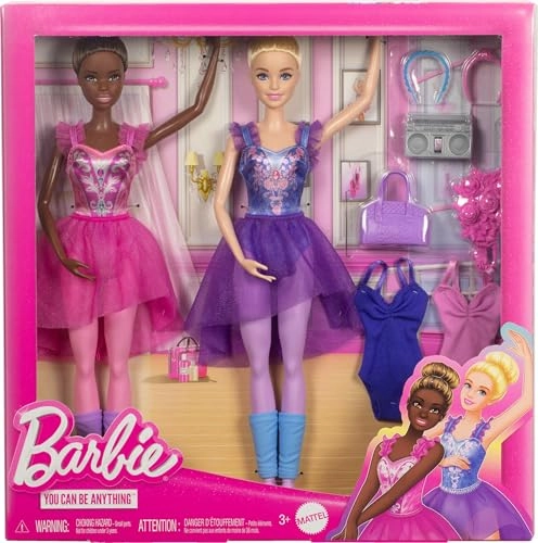 Barbie Ballet Room - 2 Dolls 9 Accessories Blonde & Brunette Ages 3+ Set