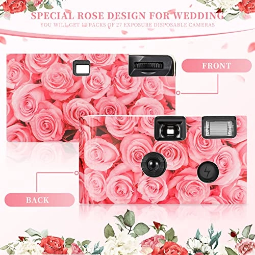 Disposable Camera - 12 Pack Built In Flash Pink Rose
