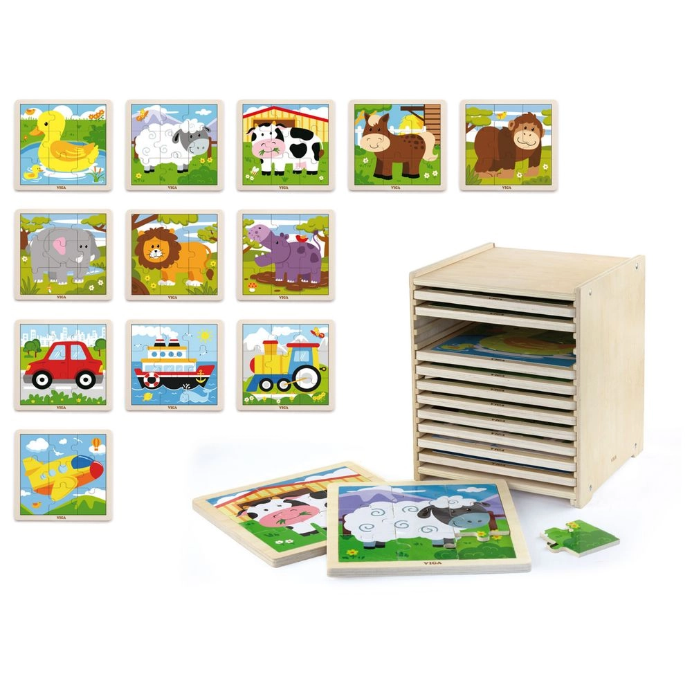 VIGA Animals and Vehicles Puzzle (29464294-51426) - 108 pcs