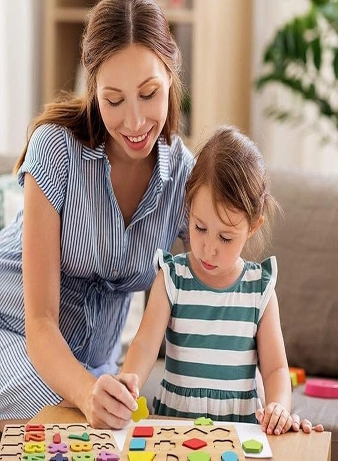 Wooden Alphabet Number & Shape Puzzle Board - 2-5 Year Old