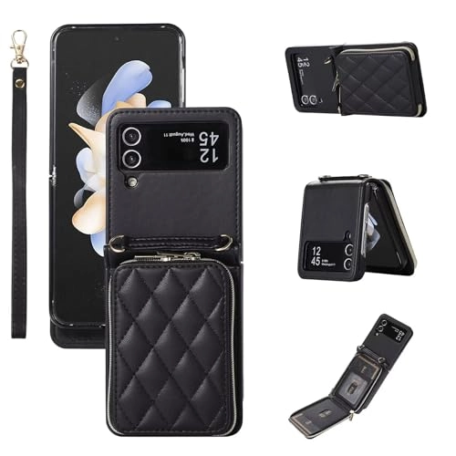 Miagon Case - Faux Leather Zipper Purse Wallet Phone Cover for Samsung Galaxy Z Flip4