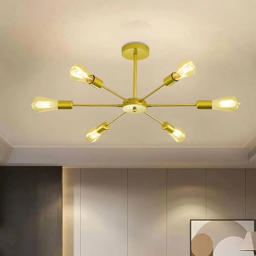Industrial Chandelier - 6 E27 Gold 82 cm