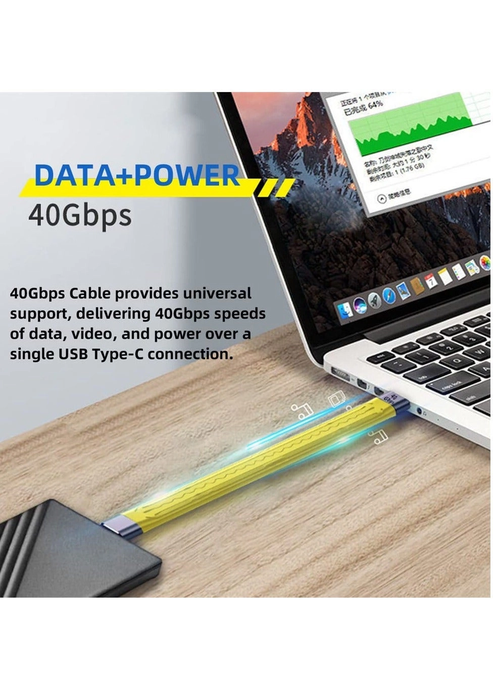Charge Cable 100W USB-C to USB-C 0.1m Flat