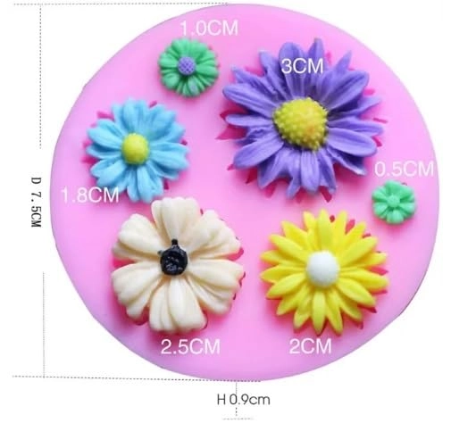 Daisy Flower Polymer Clay Mould - Silicone Pack of 2