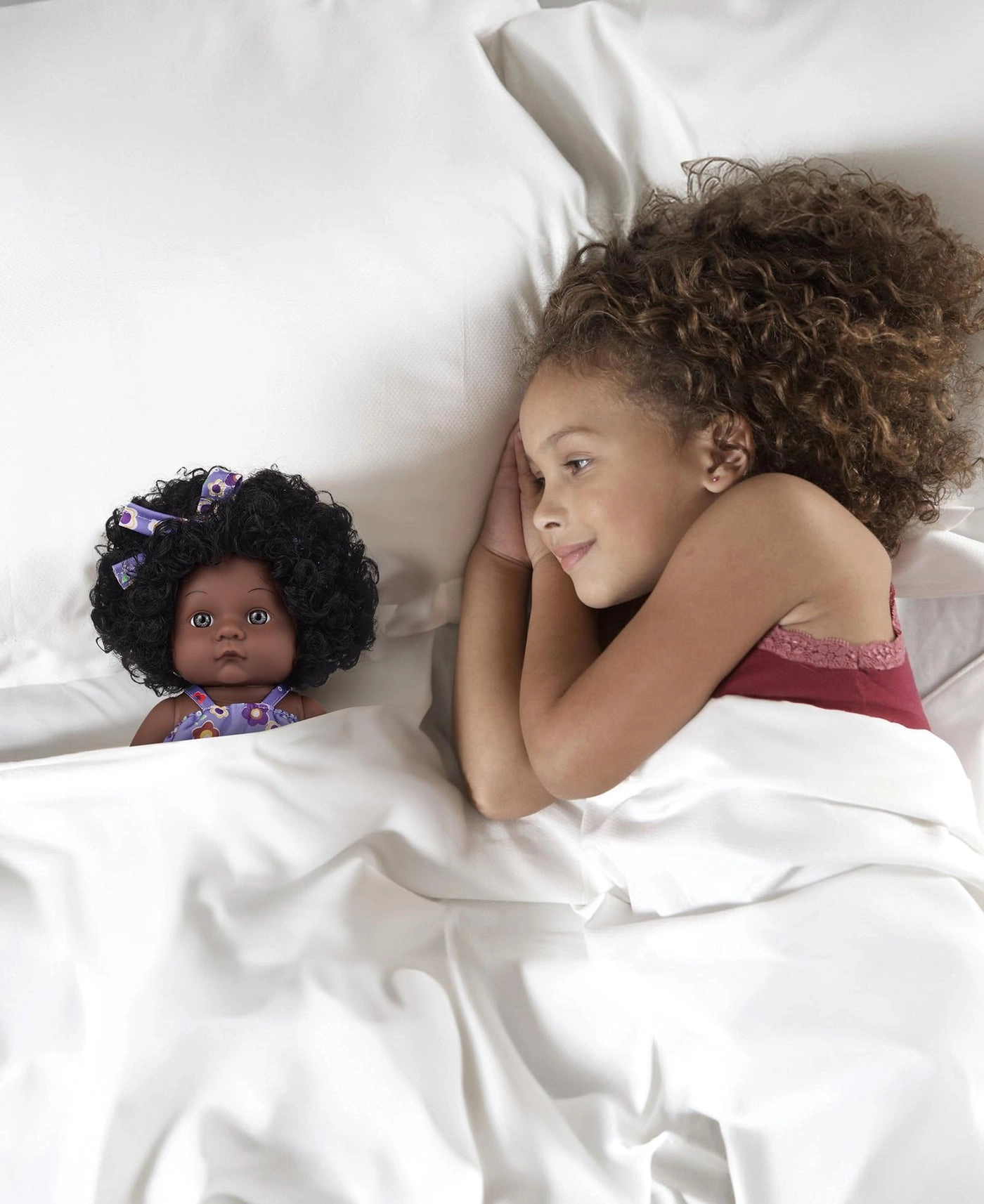 Baby Doll - 12 inch vinyl PVC Black Curly Hair 2 outfits Ages 3+