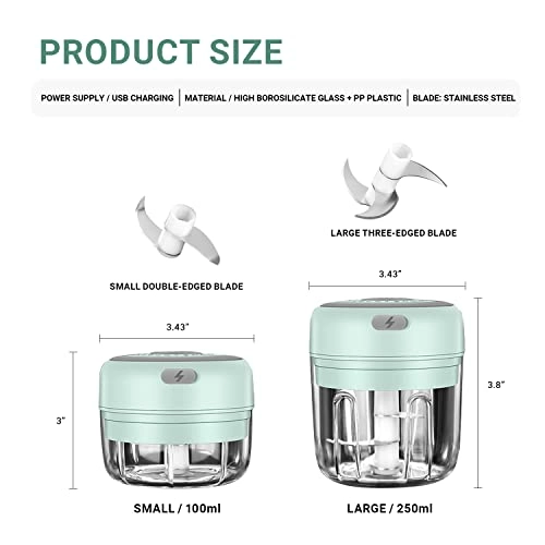 Electric Mini Food Processor - 100ml 250ml Green