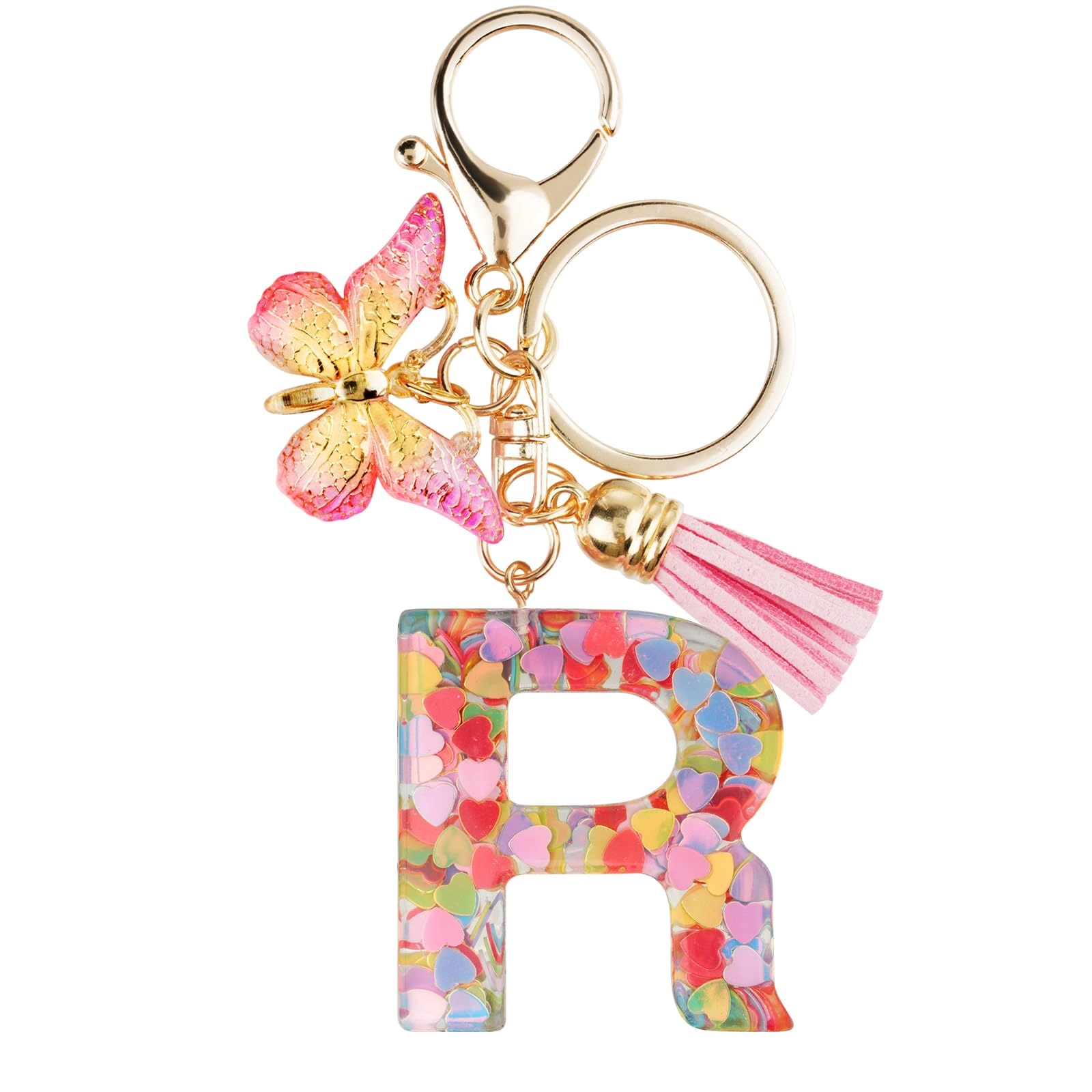 Initial Letter Keychain - Butterfly