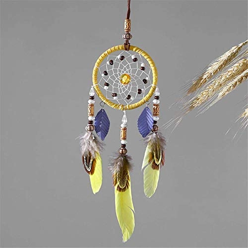 Dreamcatcher - woolen yarn, iron hoops, wood beads, feathers