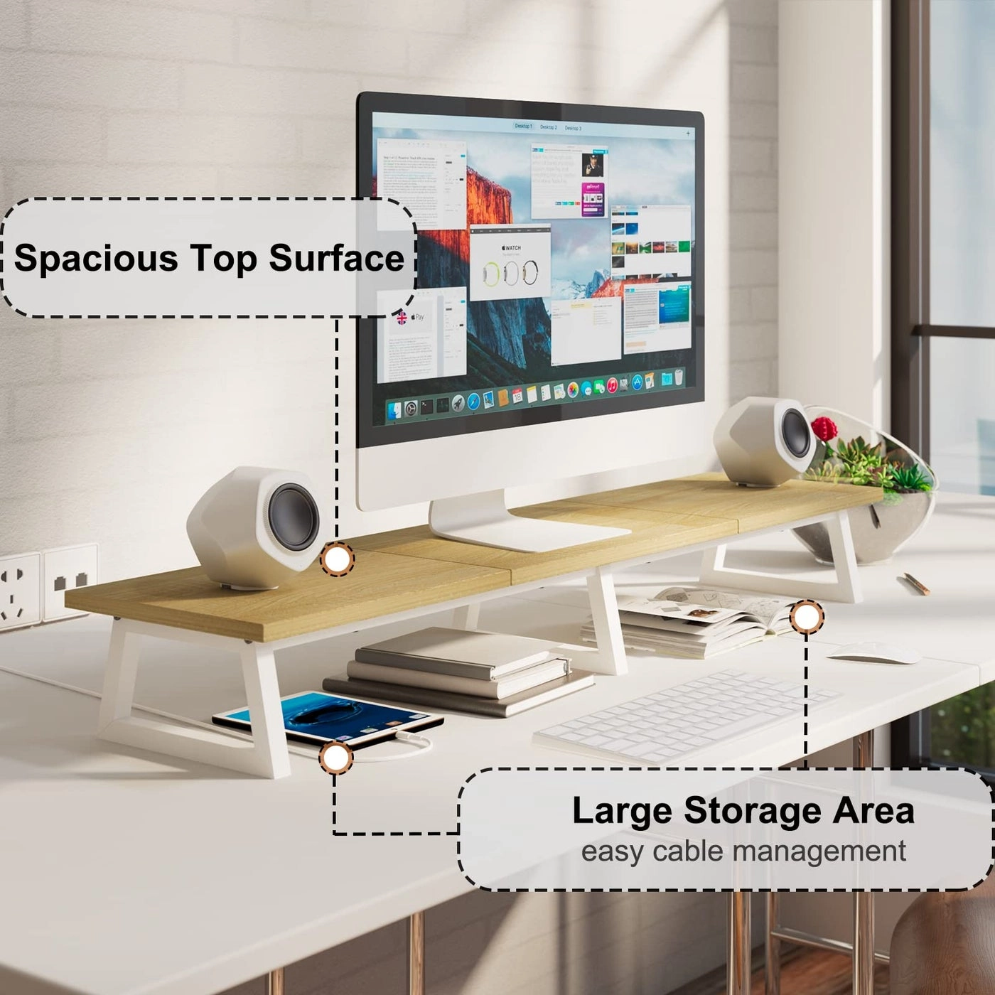 Dual Monitor Stand Riser - 2 Monitors 37 inch