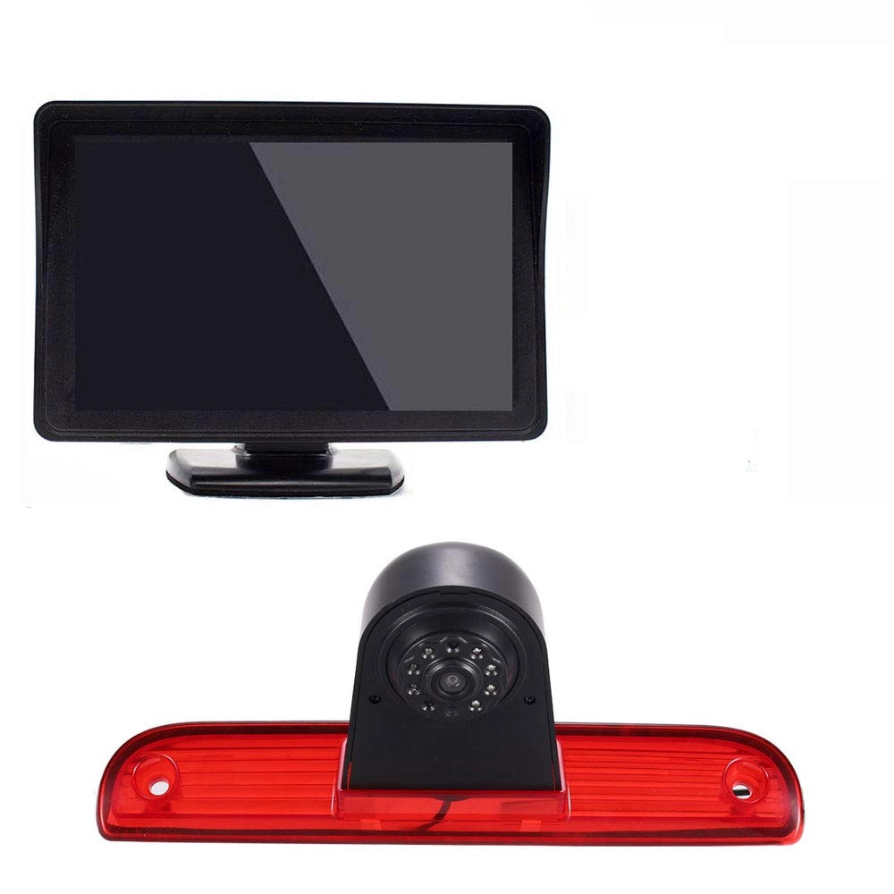 Rear View Mirror Monitor - 4.3 Inch Wired + Brake Light Camera - 1280 x 720 Night vision