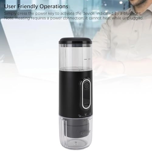 Portable Electric Espresso Machine - 1.6E+2 Milliliters capsules and ground coffee