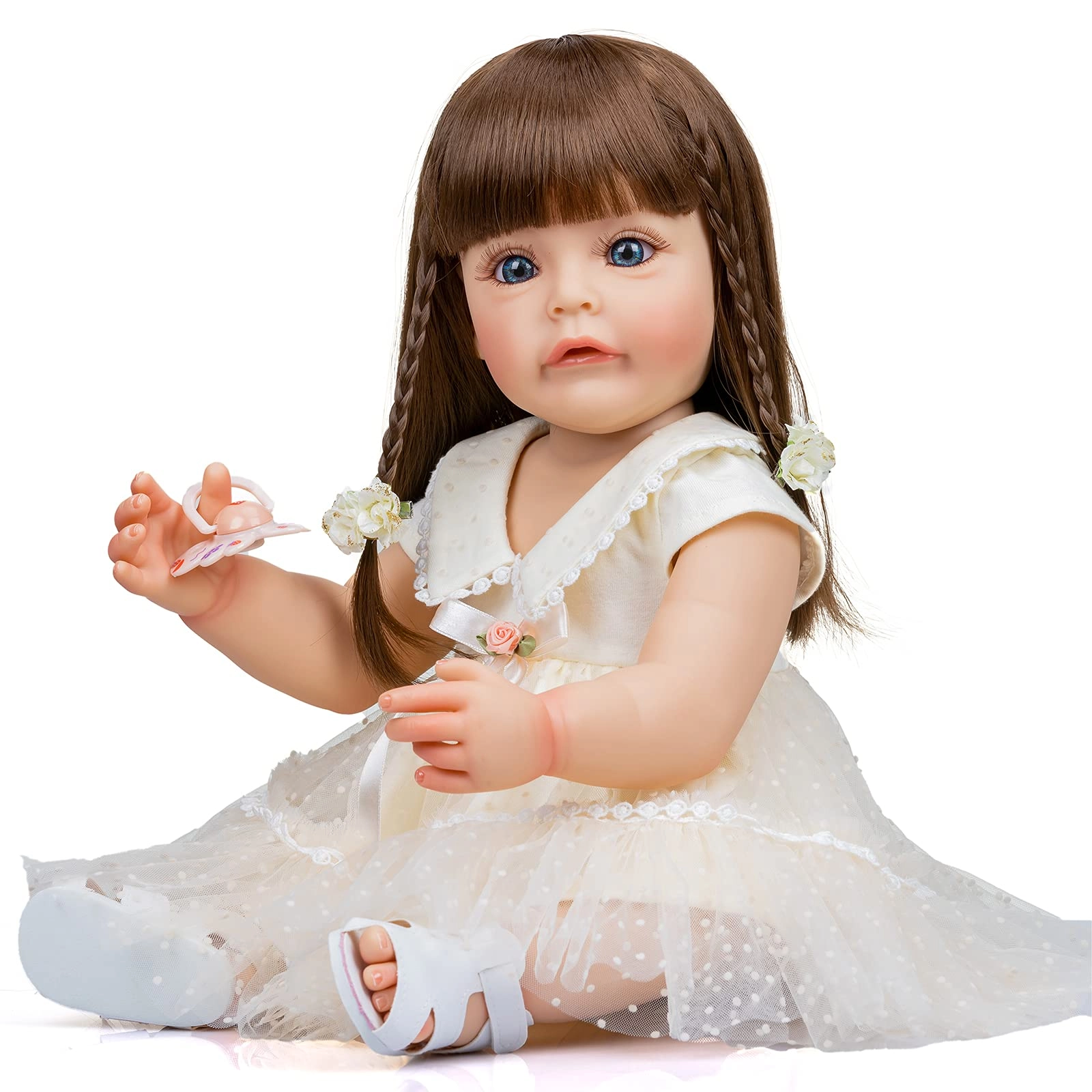 Enjoy with Love Sue-Sue Reborn Baby Doll - 55 cm Silicone Rooted Brown Hair
