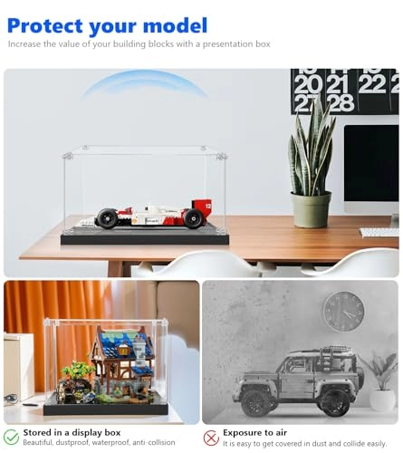 Acrylic Display Case - 38 x 20 x 20 cm for Lego Icons McLaren F1 MP4/4 & Ayrton Senna 10330