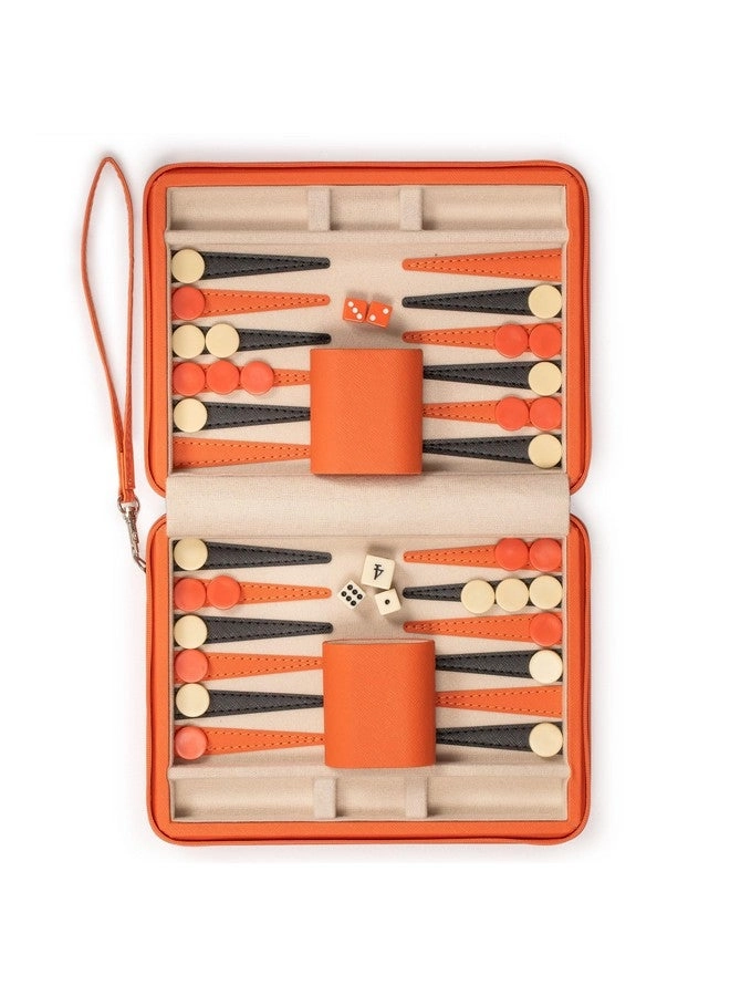 Backgammon Mini Game Set - Magnetic Travel Leatherette