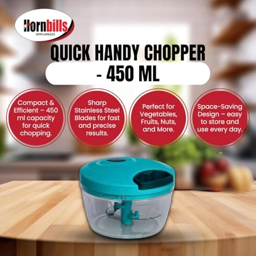Vegetable Manual Chopper - 500ml 3 Blades