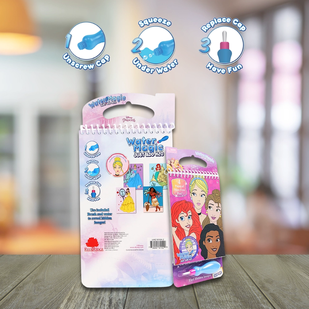 Princess Water Magic Pad - 4 reusable reveal pages water brush