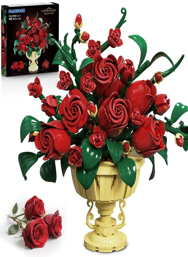 PLAXSOON Rose Flower Building Set - 969 pcs