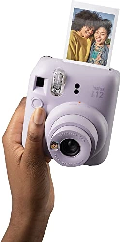 INSTAX MINI 12 - Clay White + INSTAX Mini Instant Film - 20 Exposures + Camera Case w/ Carrying Strap + PhotoBook Album + Color Lens Set (4 Colors) + Creative Frame Set (5pcs) + Wall Decor Hanging Frame (10pcs) + Sticker Borders (20pcs) + AA Longlife Batteries - 4 Pack + Microfiber Cleaning Cloth