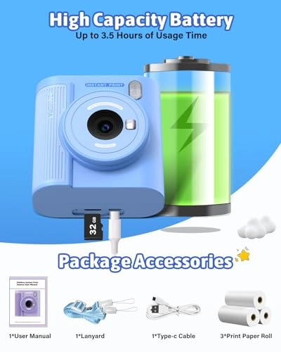 Kids Camera - Instant Print Thermal 48MP