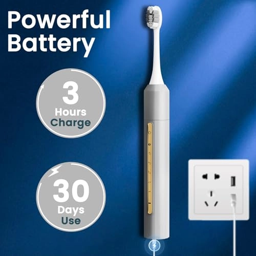 Sonic Electric Toothbrush - 10 Brush Heads 30-Day Battery 5 Modes