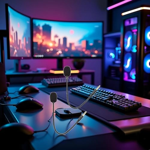 Headset Microphone for Universal - 3.5mm Plug 360-degree Bendable 2-Pack